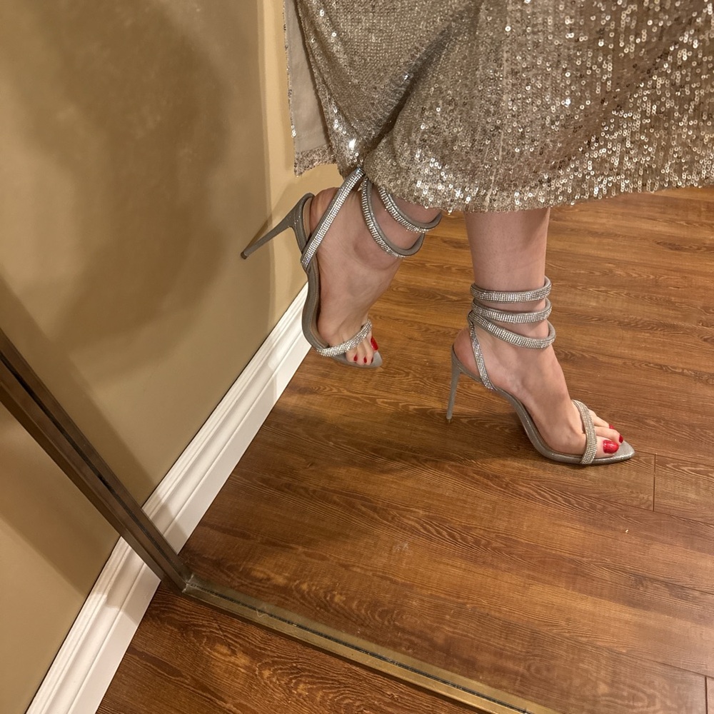 Steve Madden Silver Strappy Stiletto Heels